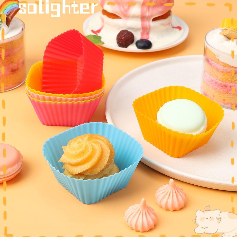 SOLIGHTER Random Color Cake Mold DIY Wrapper Paper Pastry Tools Reusable Silicone Cupcake Muffin Cases Baking Liner Mold