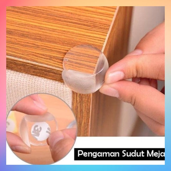 Pelindung Sudut Meja Oval Transparan / Pengaman Siku Silicone Bening Karet 3M Ujung Kaca Kayu Lemari