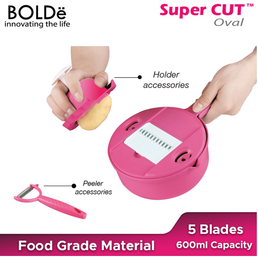 Alat Pemotong Parutan Buah Sayur Sayuran Cutter - Bolde Super Cut Oval 5 IN 1