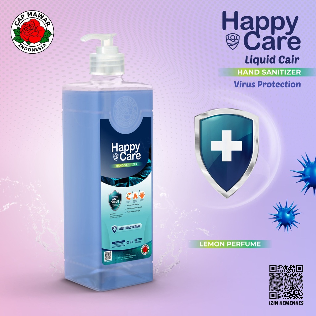 Hand Sanitizer Cair Liquid Anti Bacterial Perawatan Tangan 500ml Happy Care