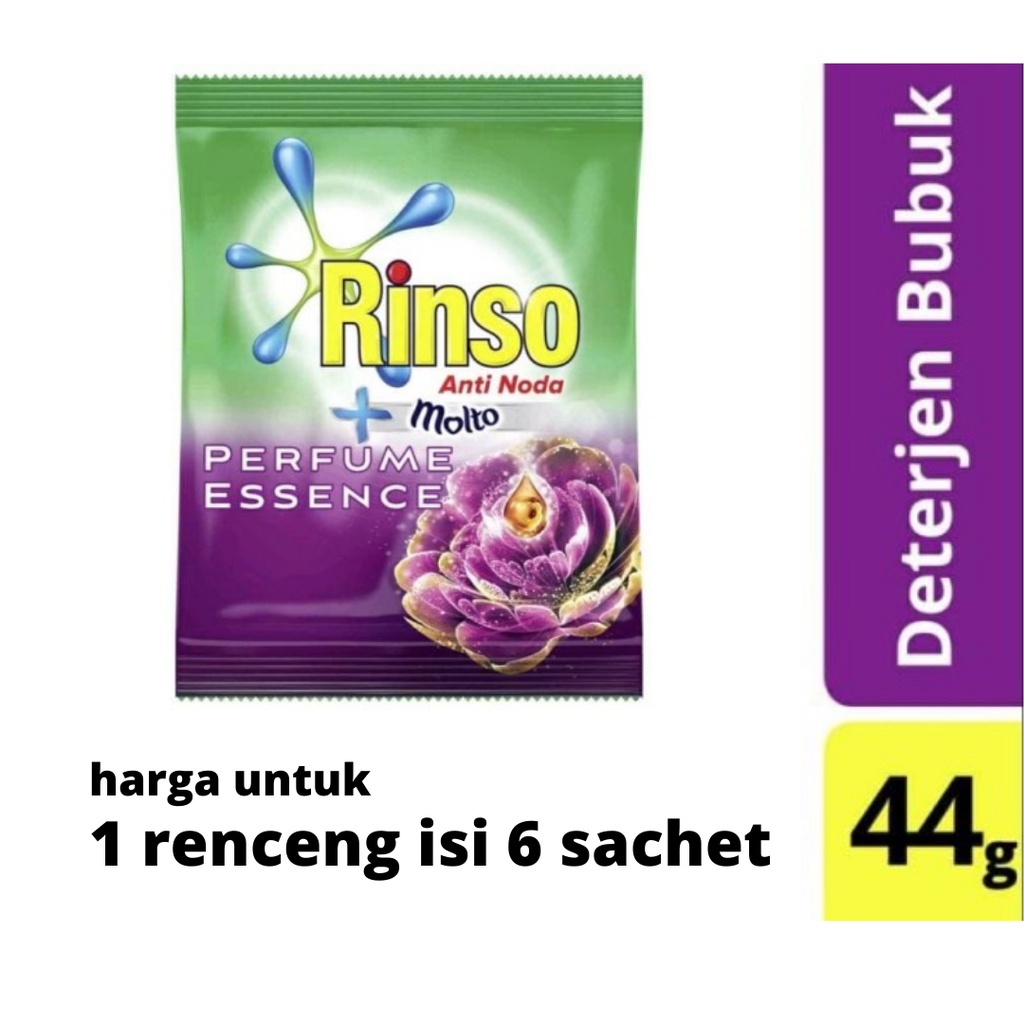 Rinso Molto Bubuk renceng isi 6 sachet Detergen pencuci baju perfume essence