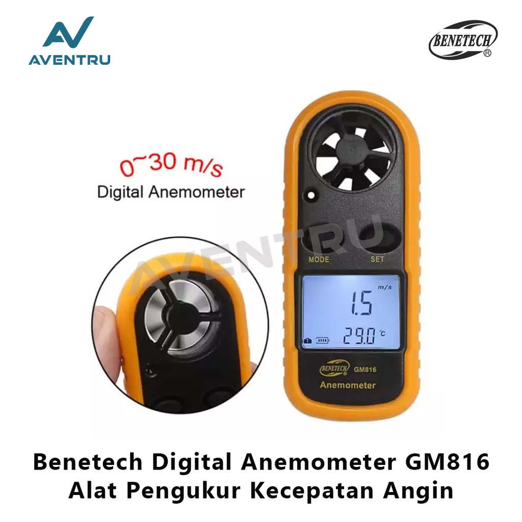 Digital Anemometer with Thermometer Alat Ukur Kecepatan Angin dan Suhu