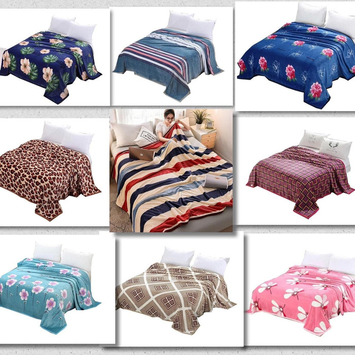selimut bulu halus super lembut 180x200 tebal list motif dewasa impor - I.CAPUNG PINK