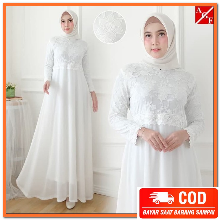 Gamis Dewasa Gamis Jumbo Wanita Gamis Ibu Ibu Gamis Wanita Terbar JF826 Baju Gamis Wanita Putih /