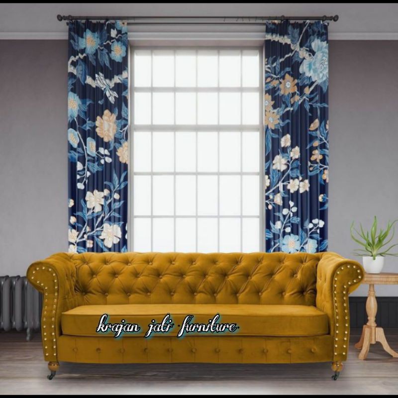 sofa Chesterfield jati Velvet/sofa jati/sofa mewah/sofa murah