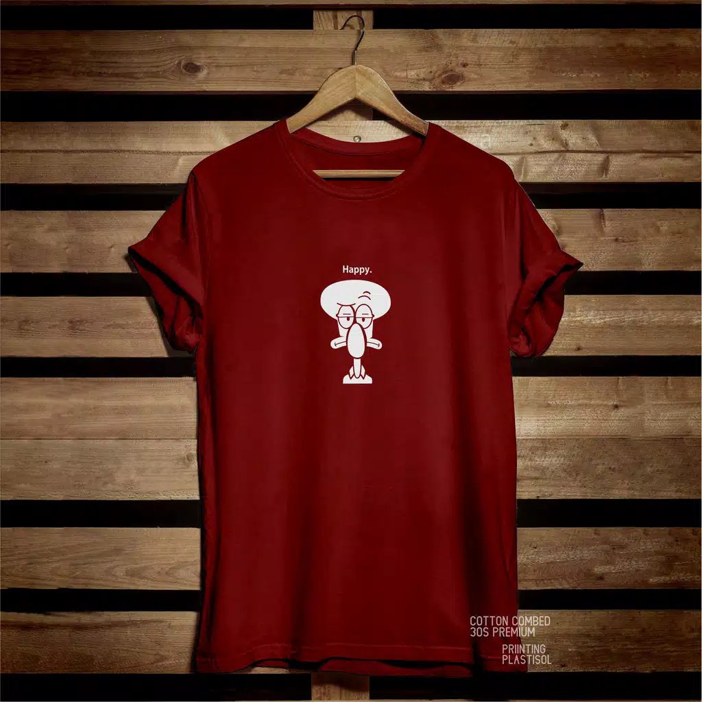 Hkstore- Kaos distro Pria TUMBLR  Sablon Digital Squidward happy