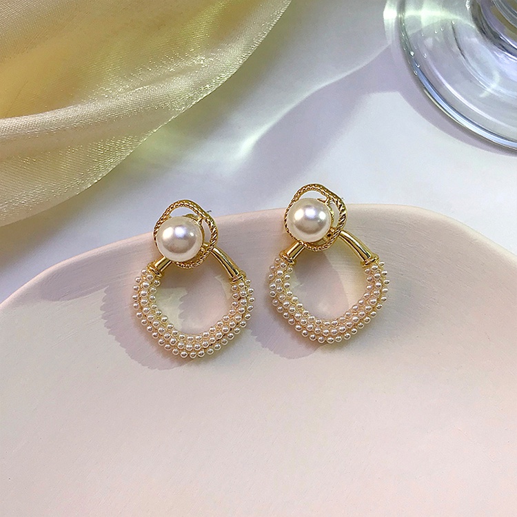 Korean Retro Baroque Pearl Earrings Female Temperament Elegant Earrings S925 Silver Needle Jewelry