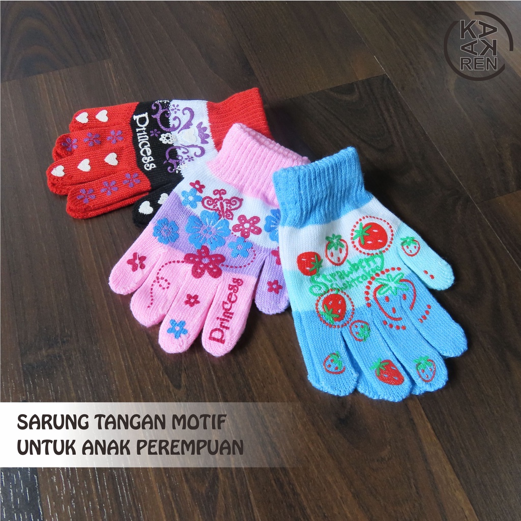 Kakaren Paket Sarung Tangan Anak Laki-laki &amp; Perempuan (USIA 2 - 7 Thn)  Mix 12pcs