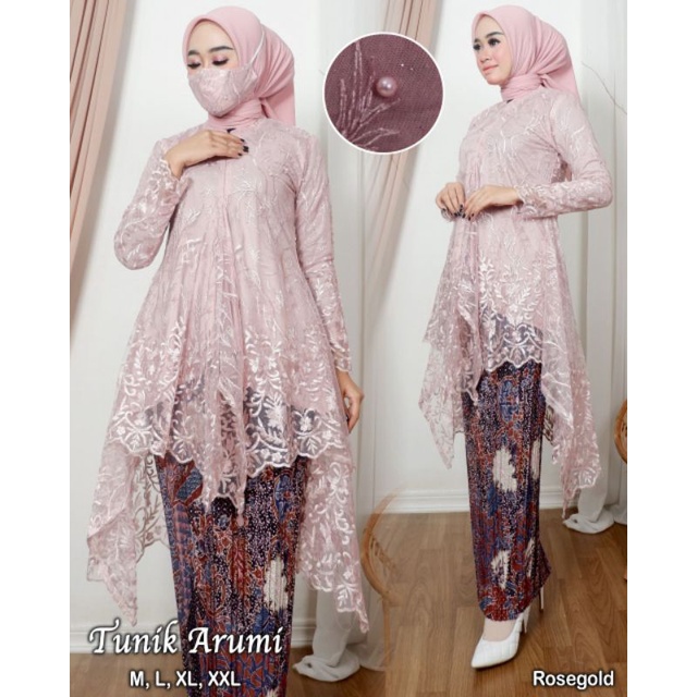 TUNIK ARUMI TULLE | BAHAN TILLE BORDIR MUTIARA | KEBAYA MODERN | BAJU PESTA | BAJU WISUDA | KODE ADK