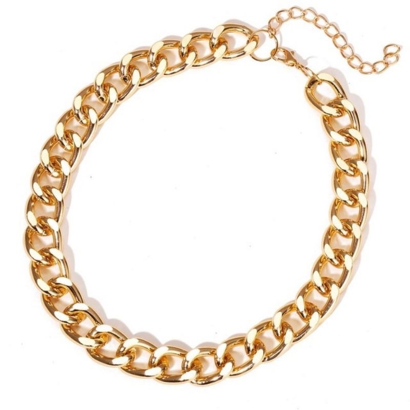 Kalung rantai Korea Hip Hop Rantai Besar Anti Karat Rose Gold Pipih Korean Necklace Big Chain