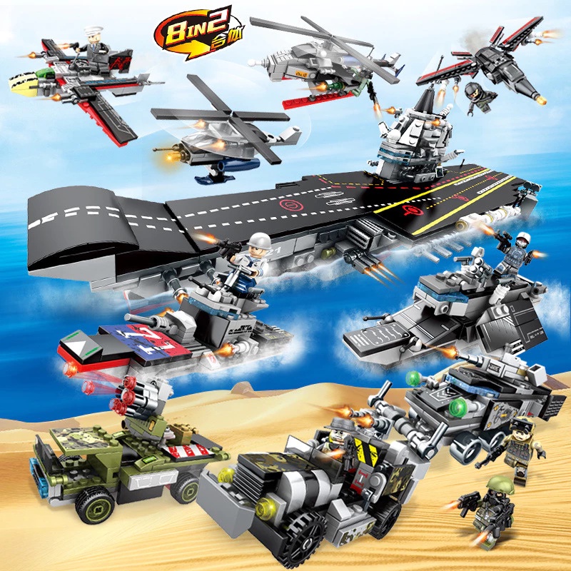 Sembo Sea Team: Super Aircraft Carrier 8IN2 Tank, Mobil, Pesawat, Truk, Rudal Helikopter Military 12