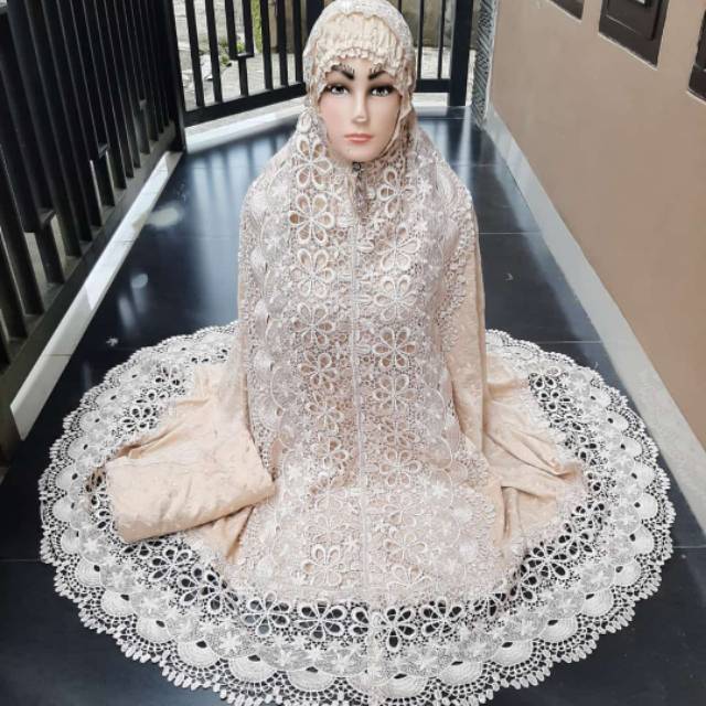 Mukena  bahan katun jepang asli 100% plus renda