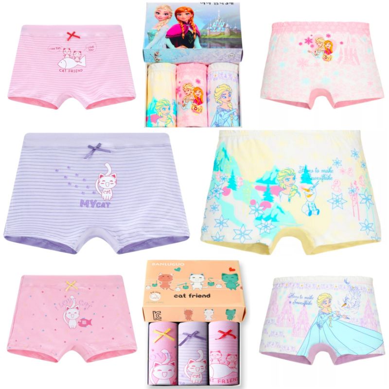 CD boxer anak PEREMPUAN super soft cotton 1 kotak isi 3 pcs premium