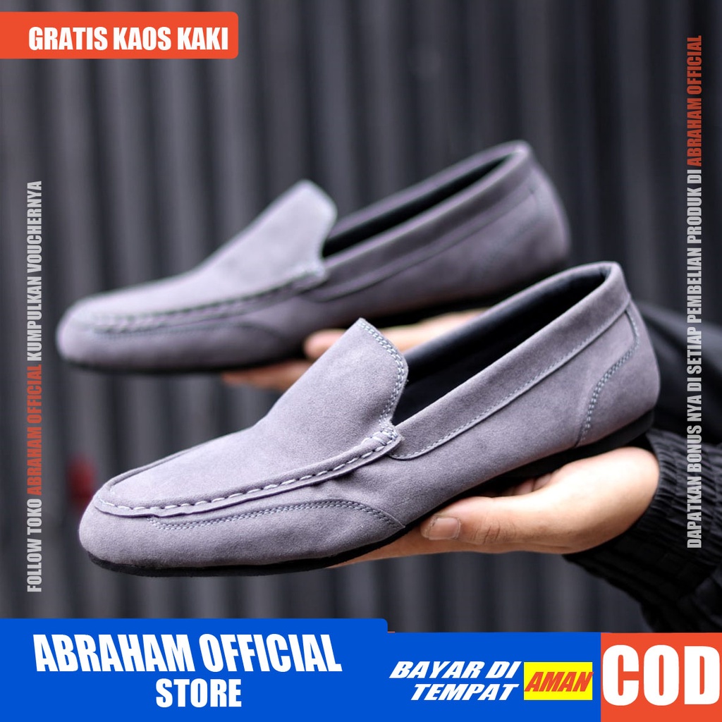 ABRHM x MODNEX Sepatu Casual Slip On Kulit Sintetis Kasual Formal Pria Santai Kerja Kuliah Anti Slip Original