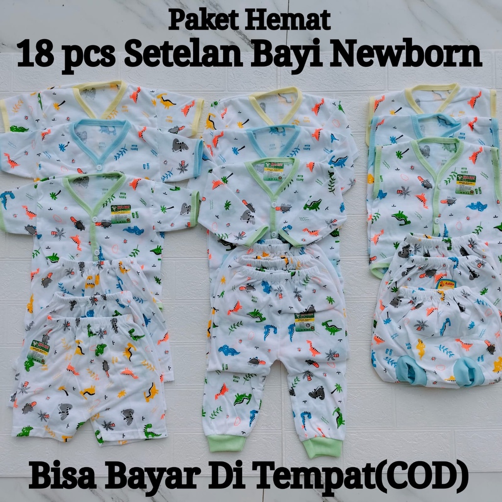 Paket Hemat Baju Bayi Polos 18 pcs / 9 stel paket baju bayi newborn