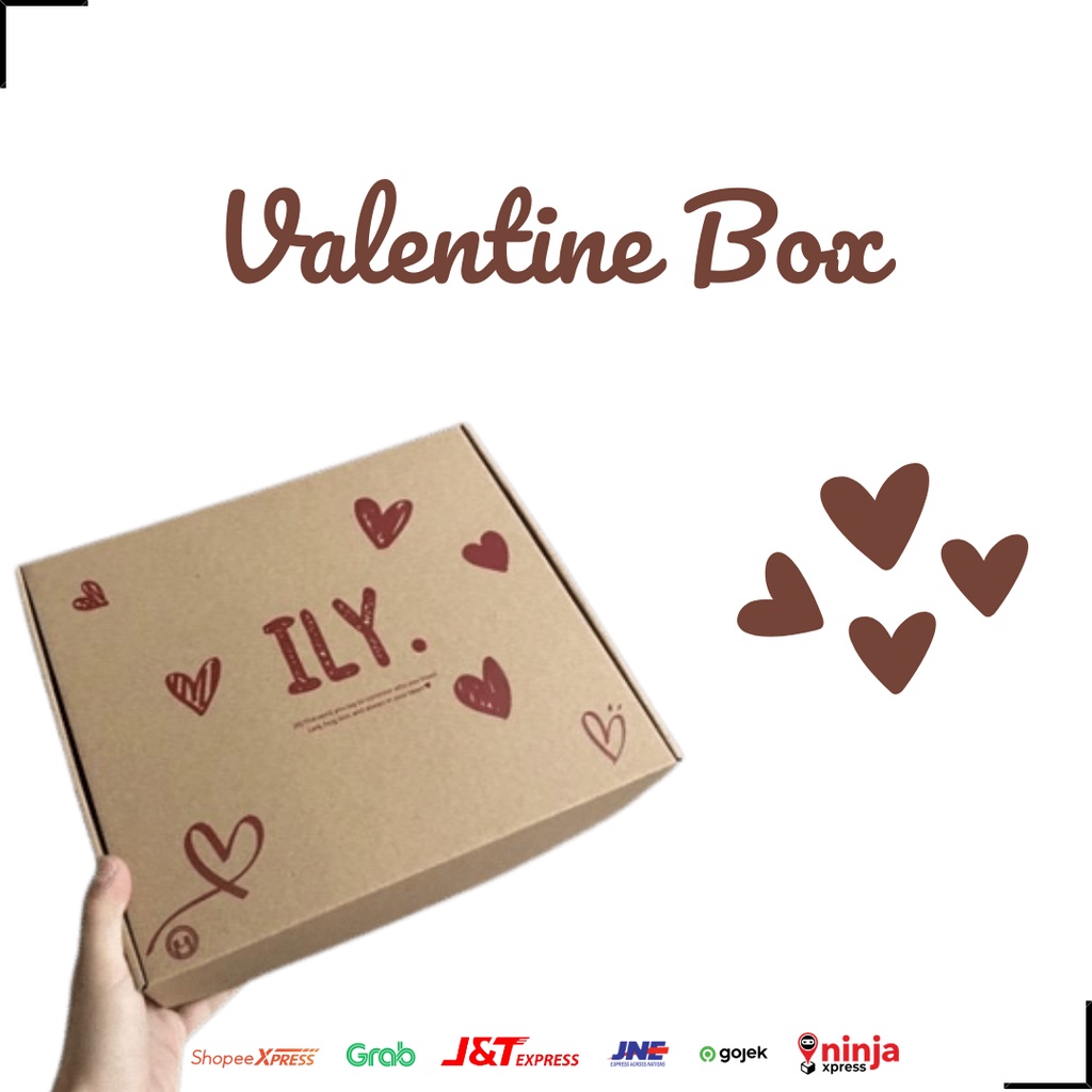 

packagetalk - custom box packaging/corrugated box/custom box/valentine box/box kado/kotak kado/I L Y I love you valentine box warna merah dan hitam ready stok