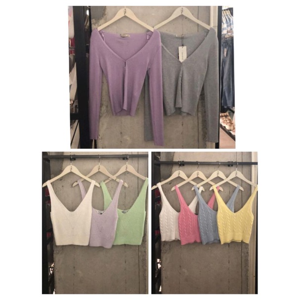 Ready Jastip Tanktop Sweater Outer Cardigan Knit Rajut Cewek Stradivarius Sale Diskon Murah Ori