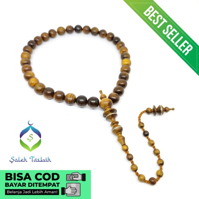 Tasbih Kayu Galih Kemuning Hitam Size 12mm, Isi 33 Butir Asli_COD