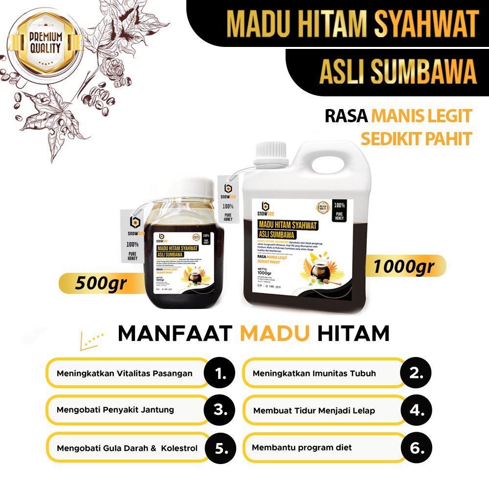 MADU HITAM SYAHWAT SUMBAWA 1KG | SNOWBEE MADU HITAM MURNI SUMBAWA