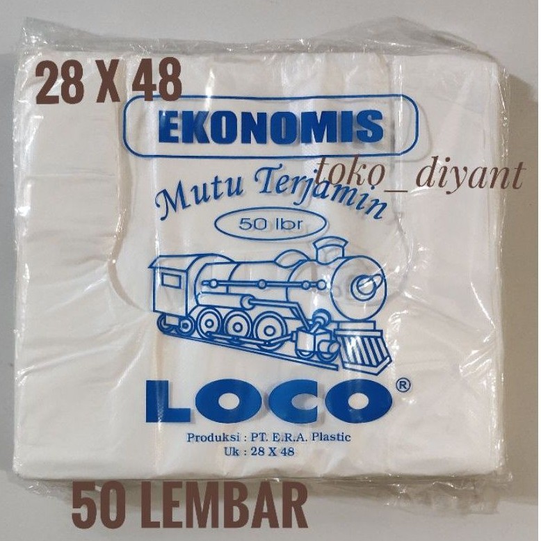 Kantong Plastik Loco ekonomis putih susu 28x48