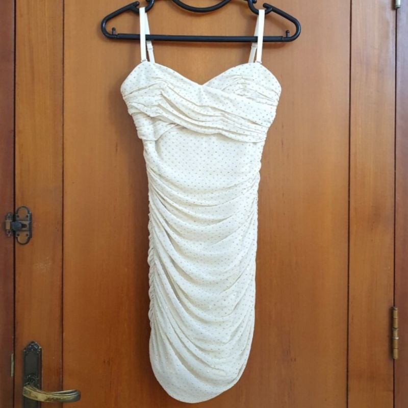 Original BEBE Party Cocktail Dress Gaun Pesta Sweet 17 Seventeen Gold