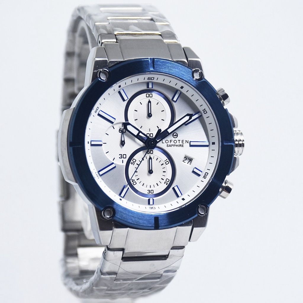 Jam Tangan Pria Original Lofoten 6522  Rantai Chronograph Stainless Steel Sapphire Original