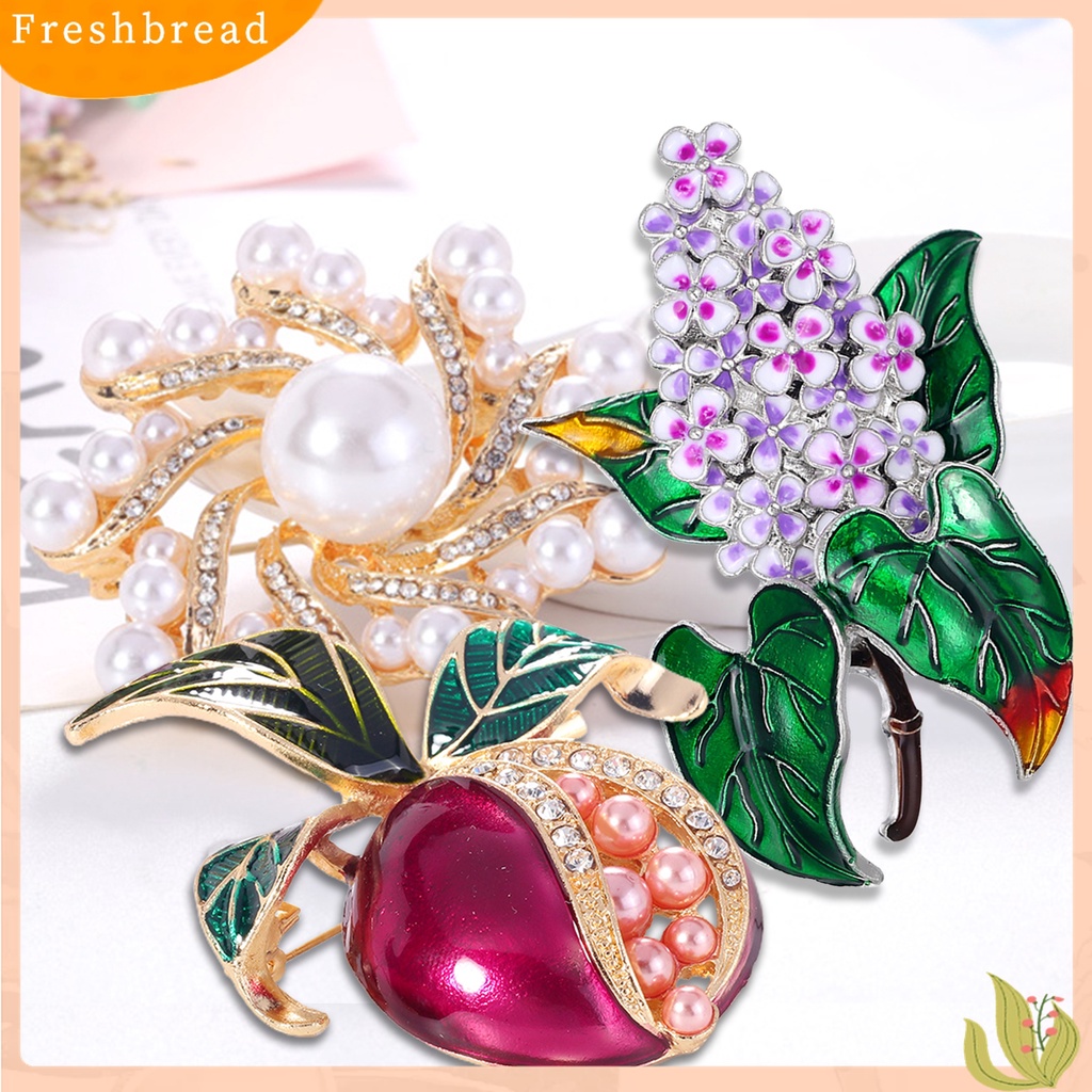 Terlaris Brooch Multi-color Clothes Accessories Faux Pearls Decor Fruit Flower Shape Lapel Brooch Pin for Banquet