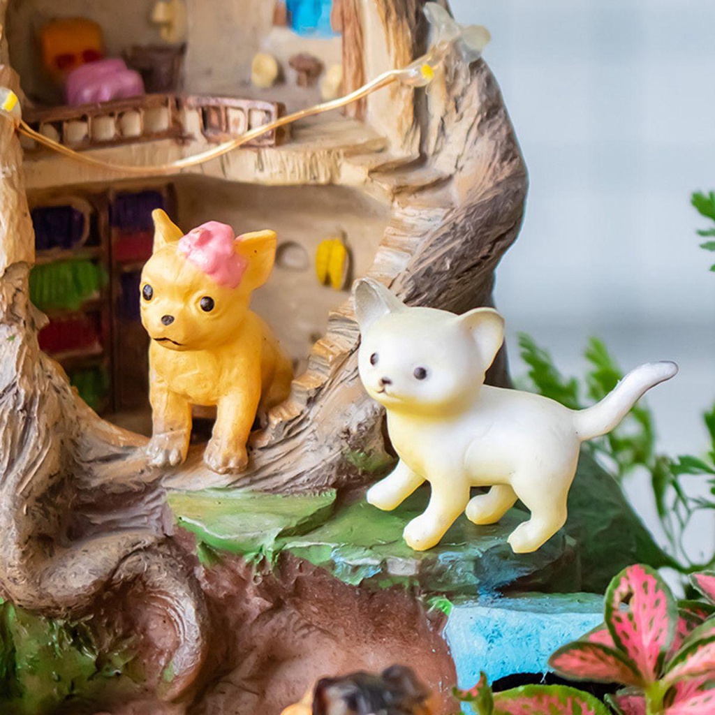 Agustina Anjing Miniatur Lucu DIY Craft Micro Landscape Ornamen PVC Kecil