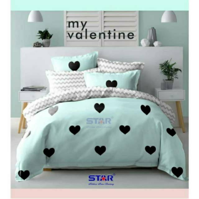 Sprei Katun Lokal / Sprei Anti Geser / Sprei STAR My Valentine 180x200x20