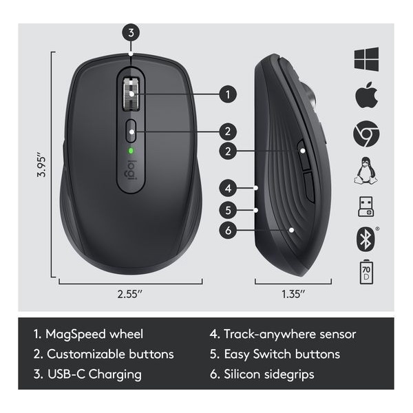 Logitech MX Anywhere 3 Wireless Mouse - Garansi Resmi - Graphite