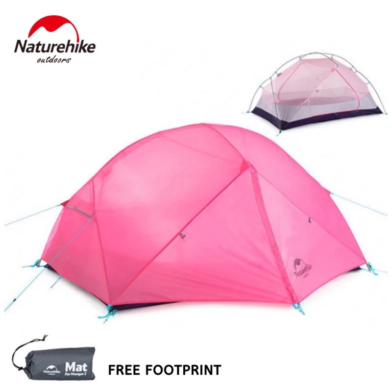 TENDA CAMPING MONGAR PINK 2 & 3 ORANG DOUBLE LAYER NATUREHIKE NH19M002-J WATERPROOF ANTI BADAI TENT 