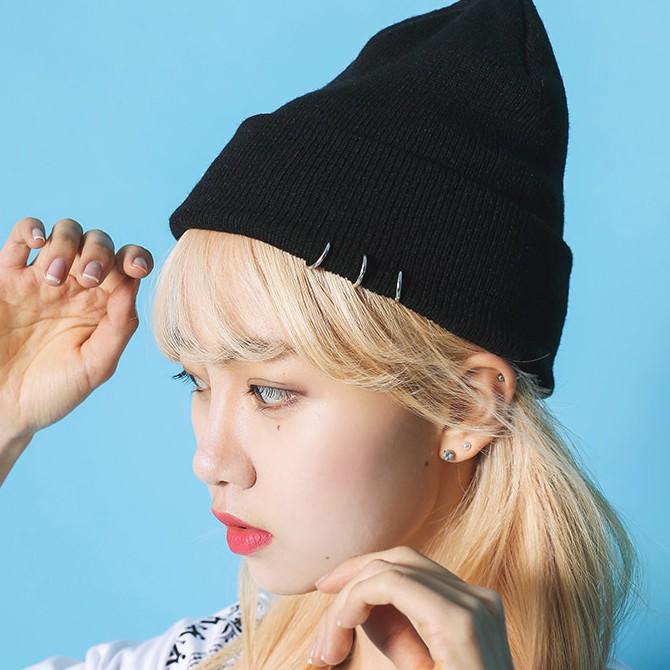 TKTI topi kupluk rajut tindik ring musim dingin winter korea jepang kpop idol import