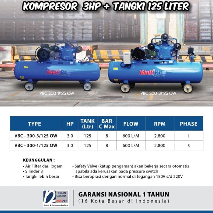 CUCI GUDANG    Kompresor Listrik Multipro 3 hp lengkap dinamo NewORI831