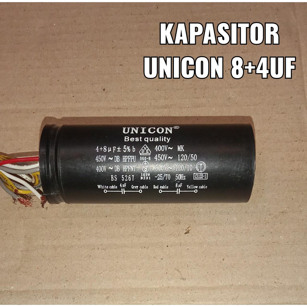 Kapasitor Mesin Cuci Sanken 8 + 4 mF uF
