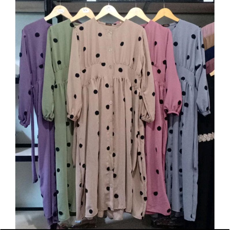 Midi Dress Lesti Pompom Onde Hitam