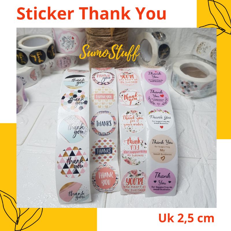 

Sumostuff 20 pcs stiker label (D) / sticker Thankyou / Stiker murah