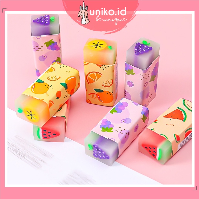 

UNIKO.ID - PENGHAPUS MOTIF BUAH GRAPES ORANGE WATERMELON ERASER UNIK / penghapus pensil
