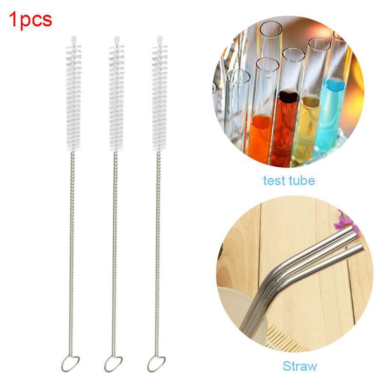 Sikat Sedotan Stainless Steel Brush Straw Kawat Bengkok Lurus Panjang Untuk Pembersih Sedotan Plastik Botol Minum Anak