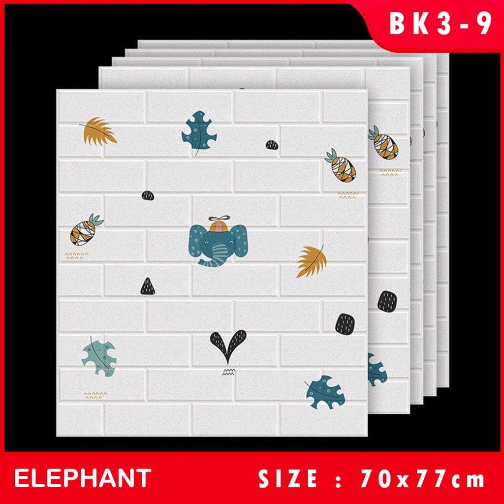 Wallpaper dinding wallfoam 3d motif gambar Dekorasi Kamar murah 70x77cm-ELEPHANT