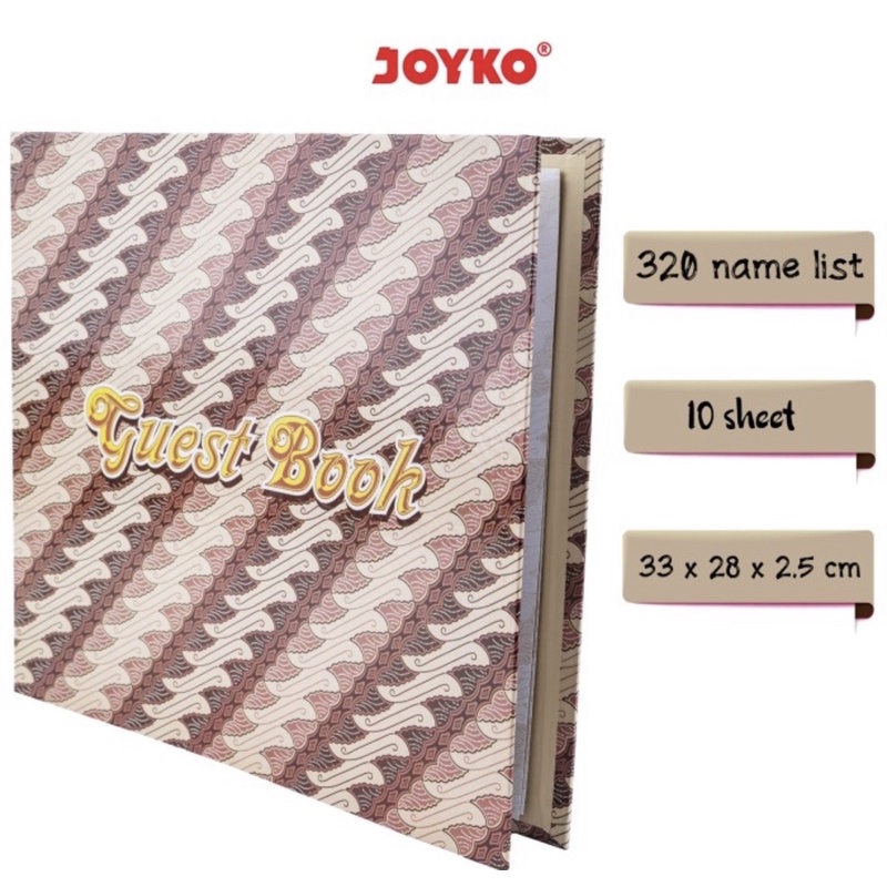 ( 1 Buku 10 Lembar ) JOYKO GUEST BOOK - BUKU TAMU DAFTAR UNDANGAN PINK BATIK MOTIF 240 - 320 UNDANGAN