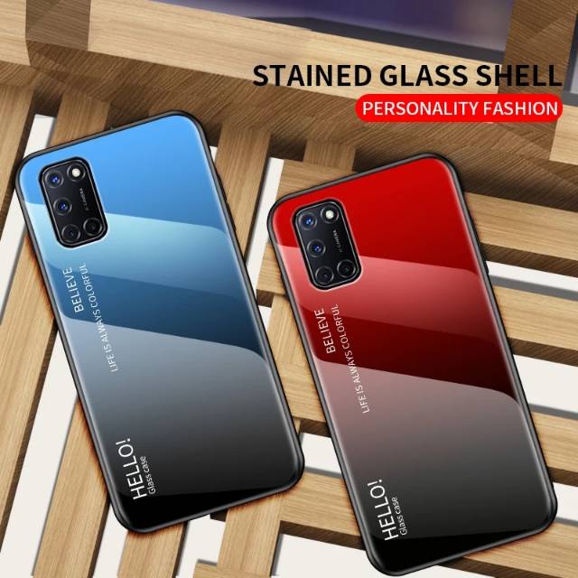 Gradient Glass Case OPPO A52 A72 A92 OPPOA52 OPPOA72 OPPOA92 Softcase Hardcase Casing HP