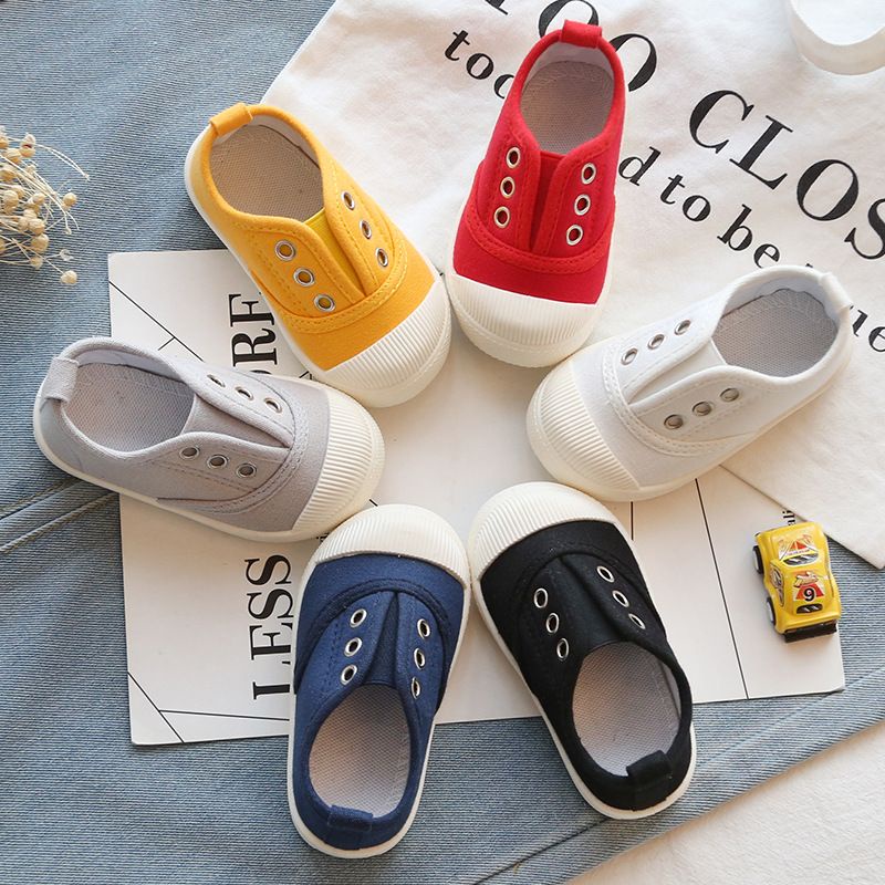 Sepatu anak bayi kanvas sol karet tanpa tali slip on import premium