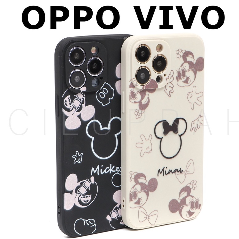 Casing Oppo Reno Vivo A71 A33 A53 A5 A9 A31 A52 Reno 4F Y91 Y93 Y95 Y12 Y15 Y17 Y30 Y20 Y91C - Soft Case Edge Miki Mini Cartoon Full Lens Cover