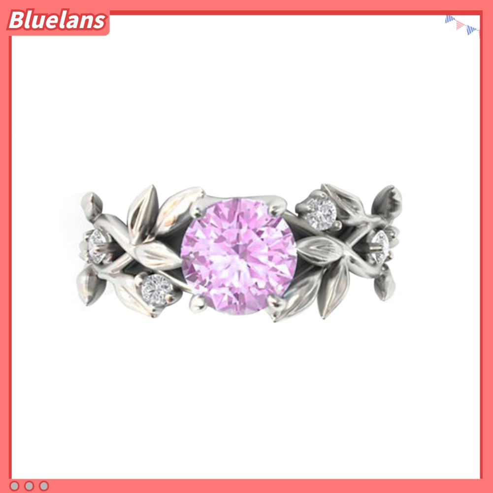 Bluelans Cincin Desain Daun Rambat Hollow Aksen Berlian Imitasi Untuk Wanita