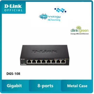 DLink DGS-108 8 Port Gigabit Unmanaged Switch Hub