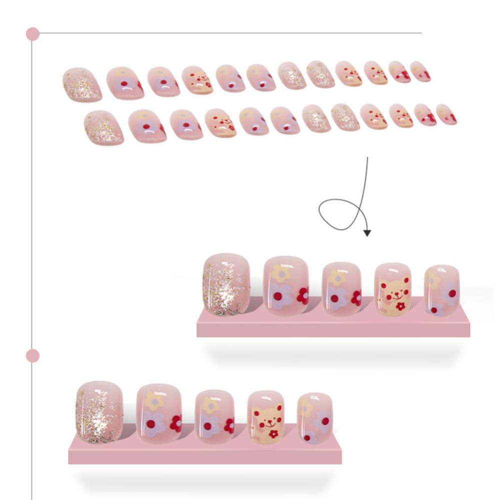 Timekey 24pcs / set Kuku Palsu Pendek Bisa Dilepas Untuk Manicure / Nail Art A6K9