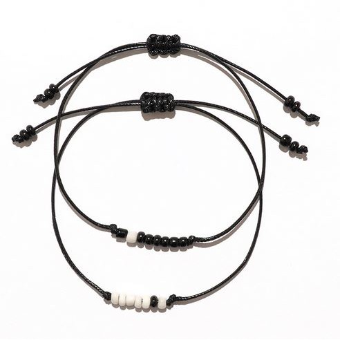 Gelang Couple Sandi Morse Hitam Putih Monochrome