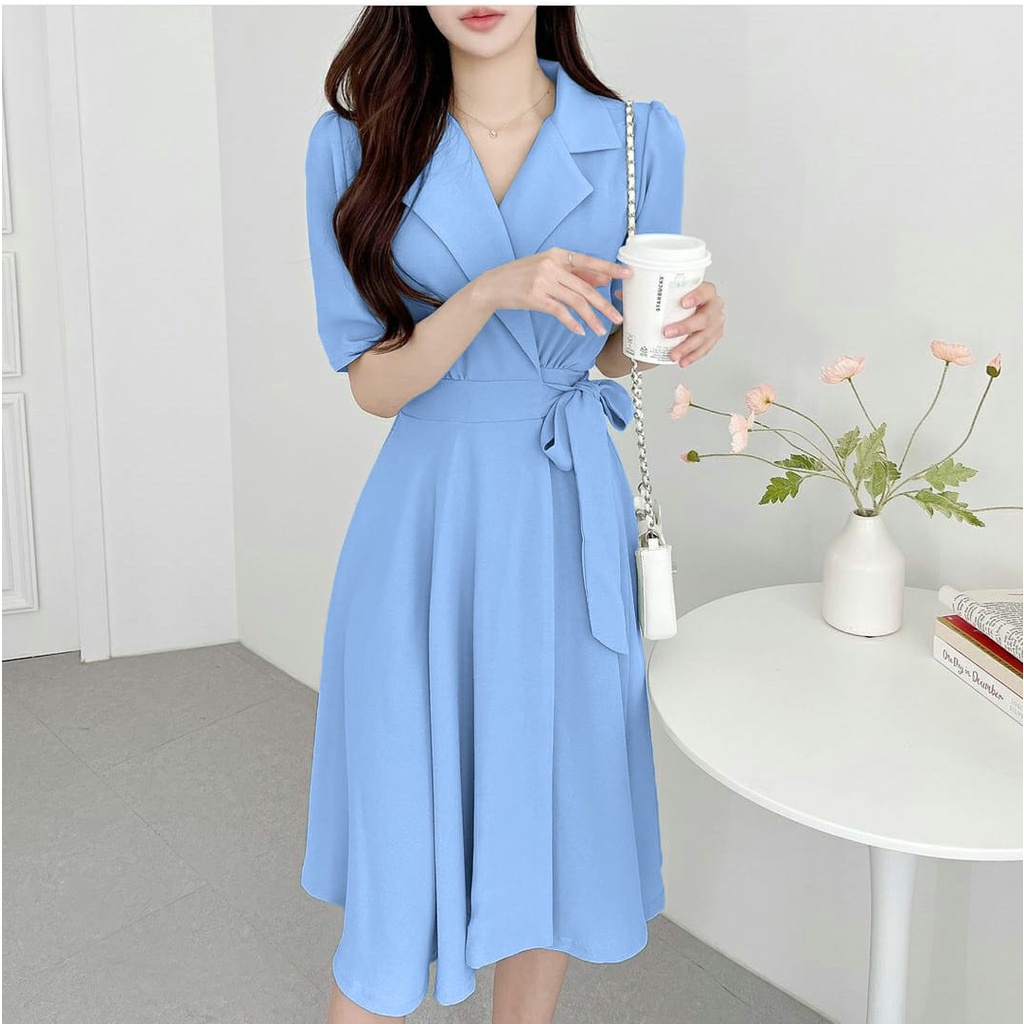 AS FASHION-COD-MC-BAJU DRES WANITA KOREA TERBARU-DRES CASUAL MURAH-MIDI DRES NATAL