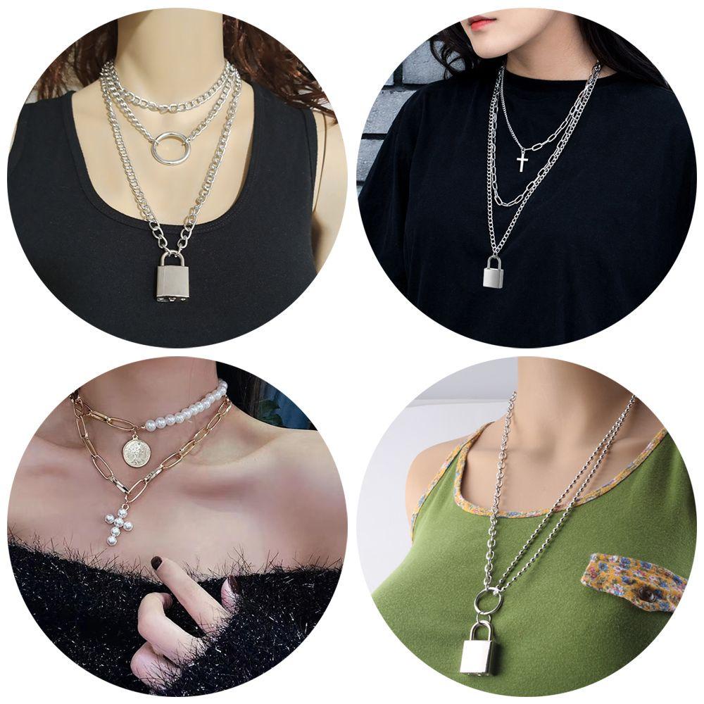 Lily Punk Kalung Pesona Perak Emas Wanita Pria Bib Choker