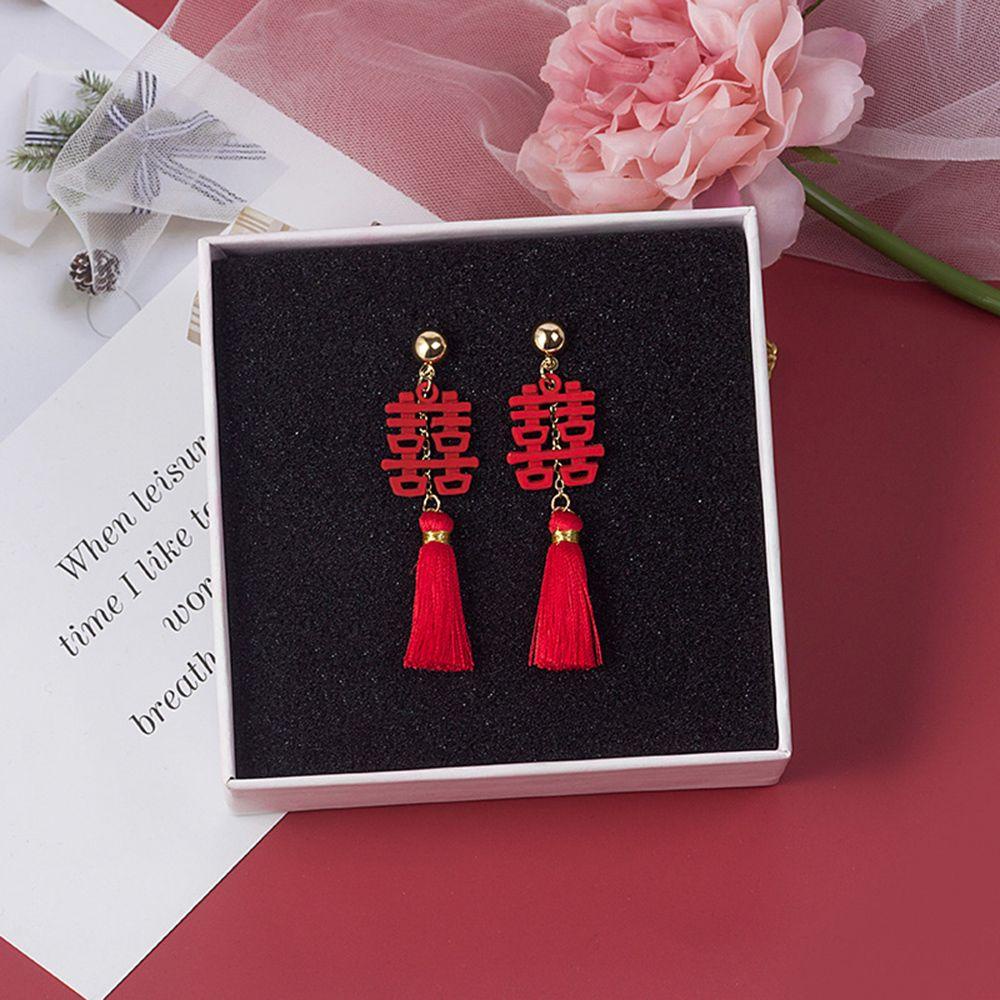 Preva Anting Wanita Anting Desain Fashion Hadiah Untuk Wanita Happiness Good Luck Karakter China